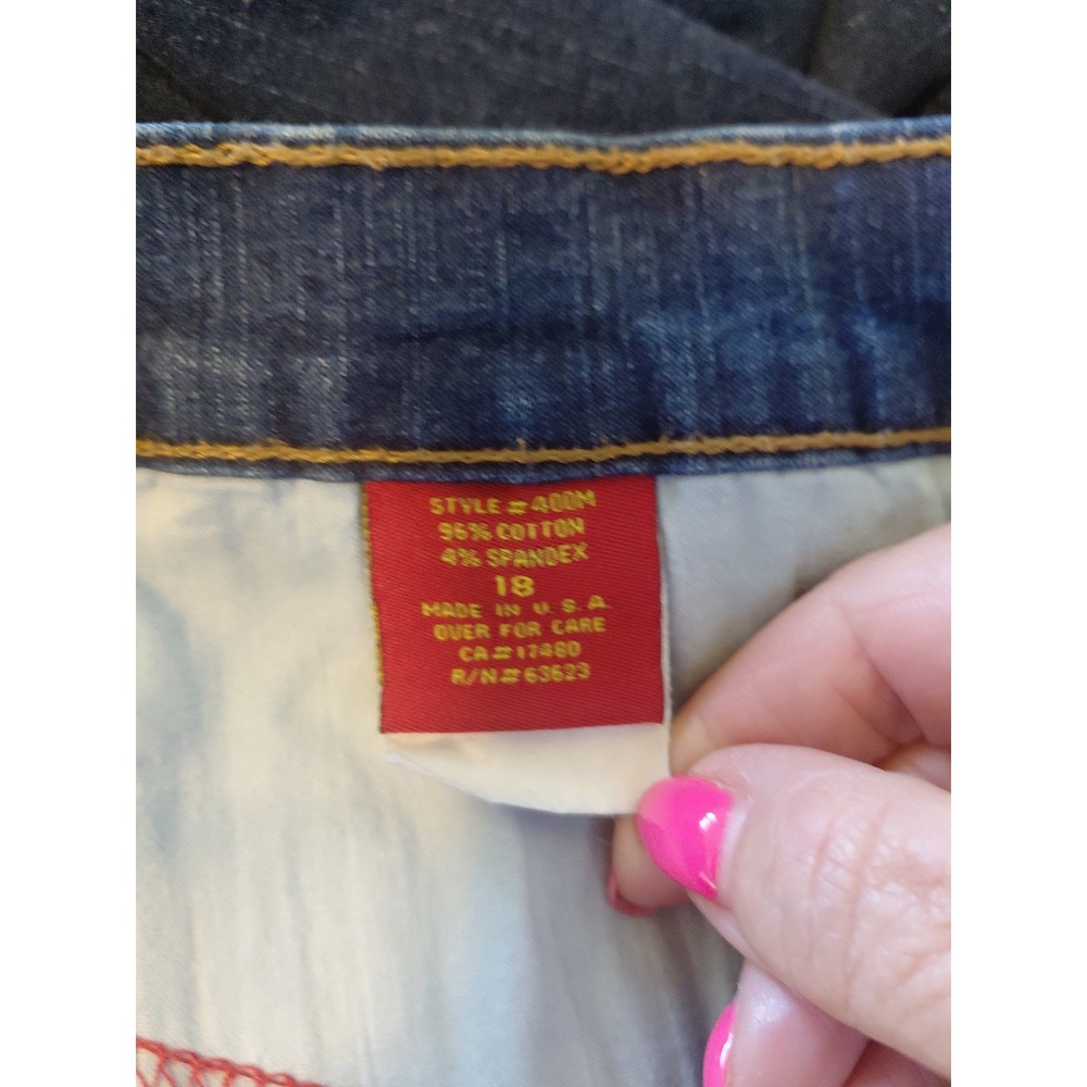 NYDJ Tummy Tuck Jeans Women's Size 18 Blue Denim Wide Leg Boho Western Y2k - Picture 8 of 11